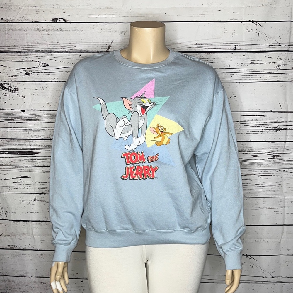 Tom and Jerry NWT Sz XL Blue - Tom and Jerry Screen Print Fleece Sweatshirt Top